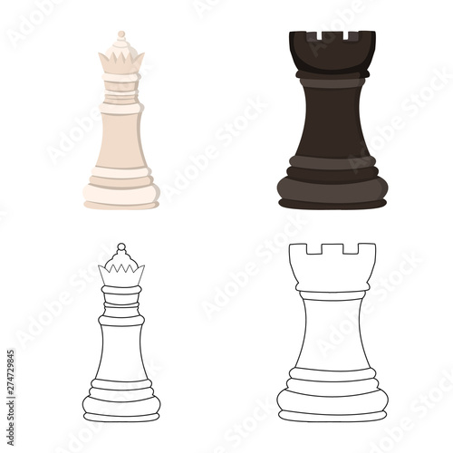 Vector illustration of checkmate and thin icon. Collection of checkmate and target stock vector illustration.