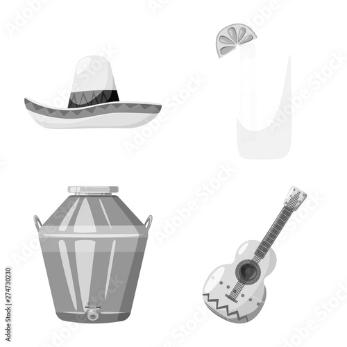 Vector illustration of fajita and fiesta icon. Collection of fajita and celebration stock vector illustration.