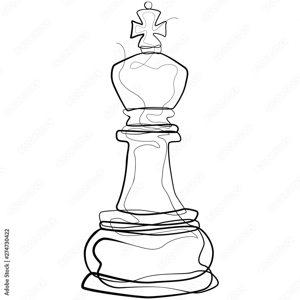 Continuous line drawing Chess pieces king Vector Stock Vector