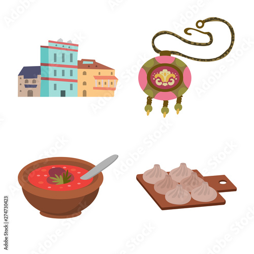 Isolated object of Caucasus and traditions icon. Collection of Caucasus and attributes stock vector illustration.
