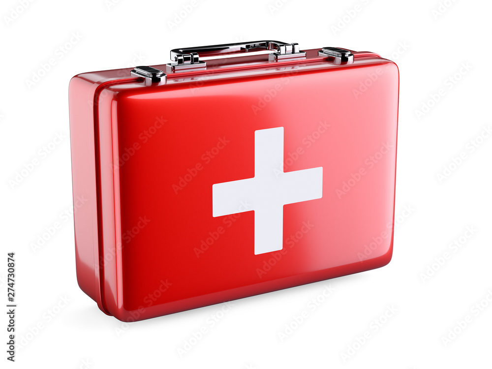 First aid kit isolated on white background First aid kit isolated on white background