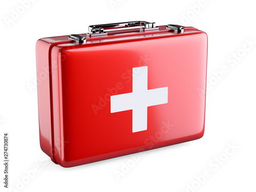 Obraz na płótnie First aid kit isolated on white background