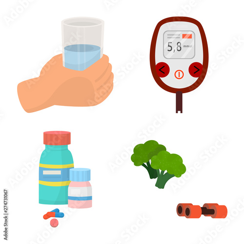 Vector illustration of mellitus and diabetes icon. Set of mellitus and diet stock symbol for web.