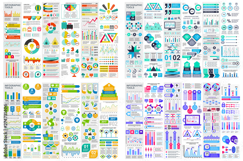 Set of infographic elements data visualization vector design template ...
