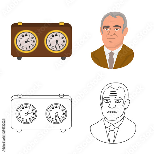 Vector illustration of checkmate and thin symbol. Collection of checkmate and target stock symbol for web.