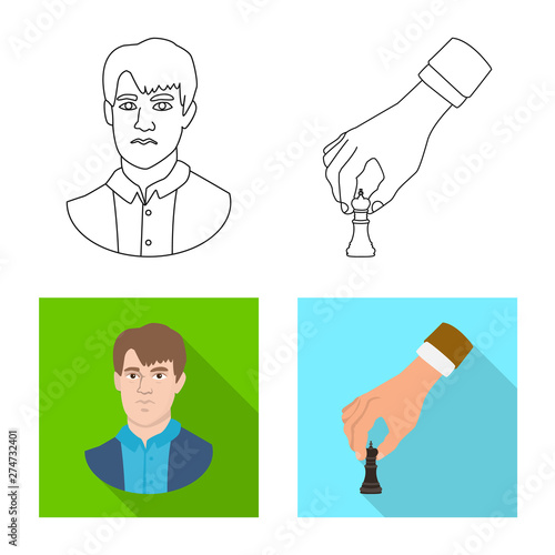 Vector illustration of checkmate and thin sign. Set of checkmate and target vector icon for stock.