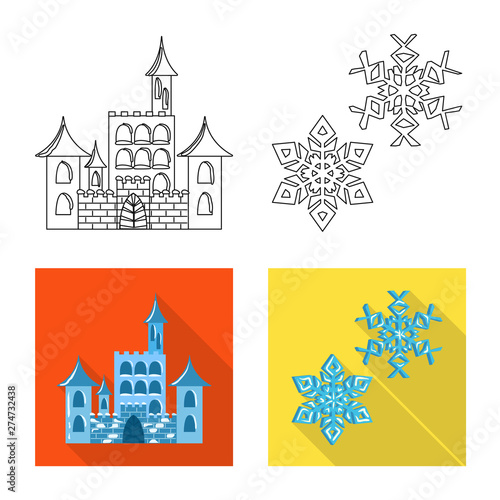 Isolated object of texture and frozen logo. Set of texture and transparent stock vector illustration.