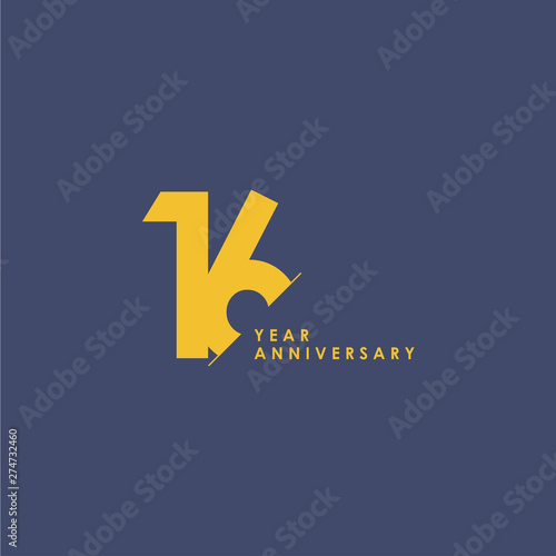 16 Years Anniversary Vector Template Design Illustration