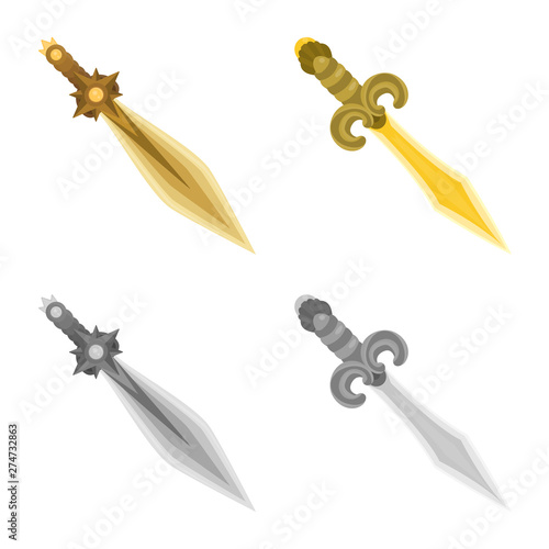 Vector design of game and armor sign. Set of game and blade stock symbol for web.