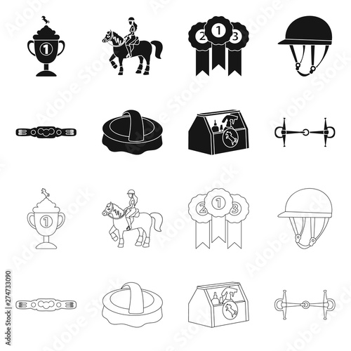 Vector illustration of equipment and riding icon. Set of equipment and competition stock vector illustration.