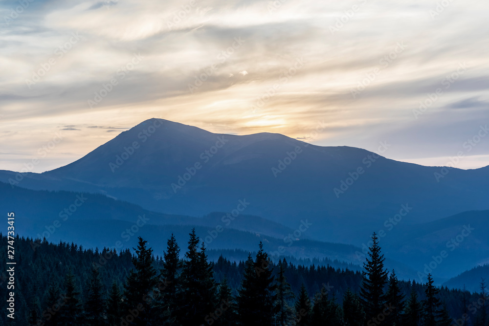 sunrise in the carpathian mountains
