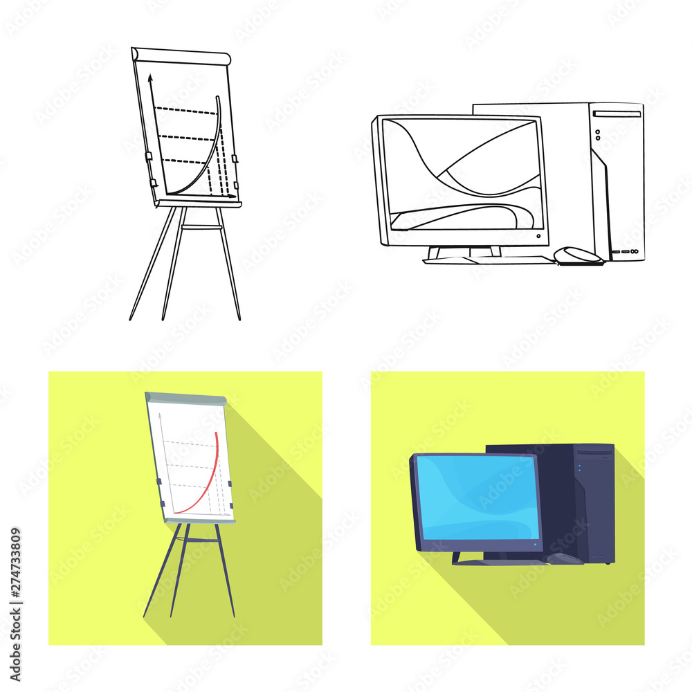 Isolated object of furniture and work sign. Collection of furniture and home stock vector illustration. Isolated object of furniture and work sign. Collection of furniture and home stock vector illustration.