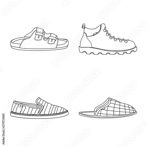 Isolated object of shoe and footwear logo. Set of shoe and foot vector icon for stock.