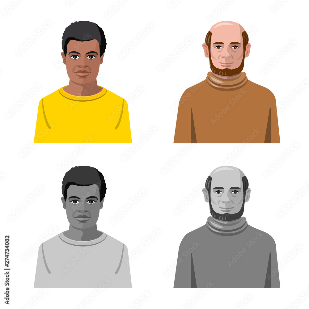 Vector illustration of hairstyle and profession symbol. Set of hairstyle and character stock vector illustration. Vector illustration of hairstyle and profession symbol. Set of hairstyle and character stock vector illustration.