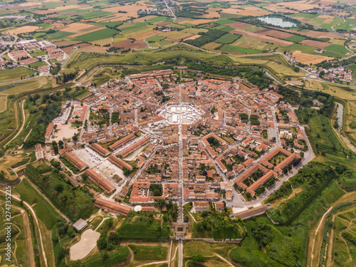 Palmanova city panoramic aerial view photo