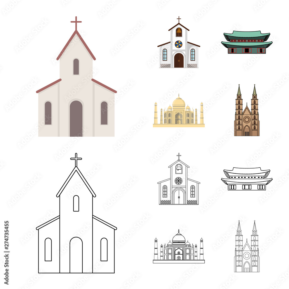 Isolated object of religion and wedding symbol. Set of religion and house vector icon for stock. Isolated object of religion and wedding symbol. Set of religion and house vector icon for stock.