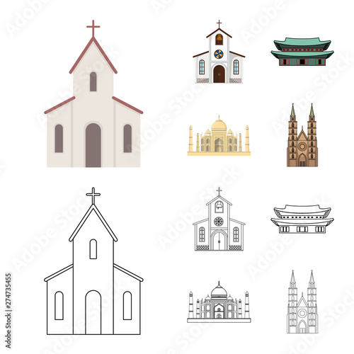 Isolated object of religion and wedding symbol. Set of religion and house vector icon for stock.