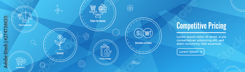 Competitive Pricing Icon Set with Growth, Profitability, & Worth