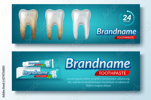 Toothbrush dental banner concept set