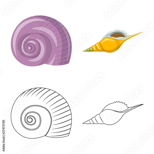 Isolated object of animal and decoration symbol. Set of animal and ocean stock symbol for web.