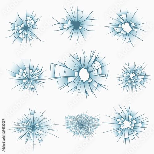 Broken frosted window pane or front door glass background decorative realistic daylight design vector illustration