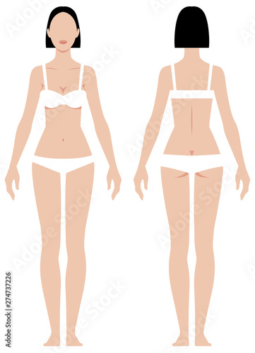 Female body in full length measurement parameters for clothes vector illustration