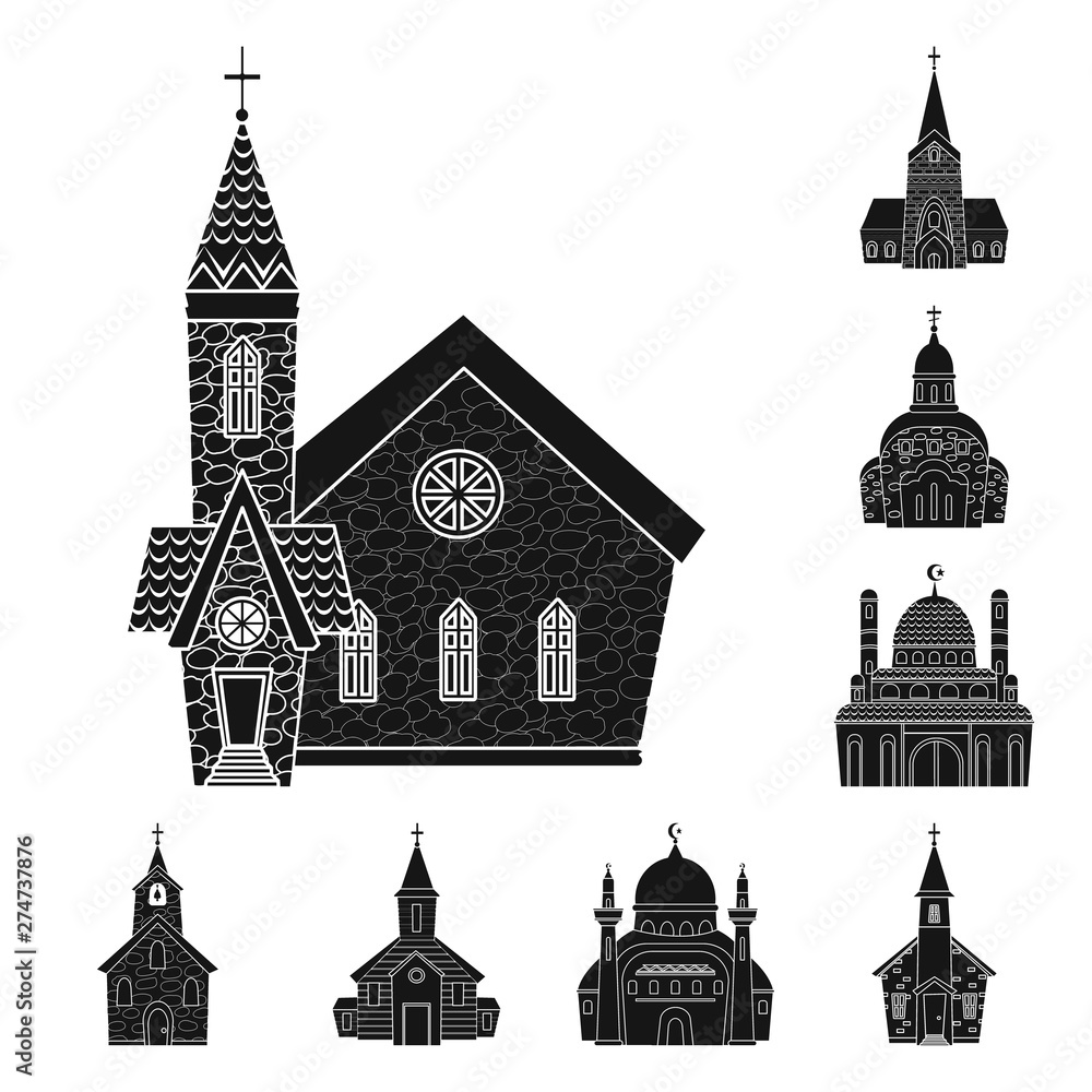 Isolated object of house and parish symbol. Set of house and building stock vector illustration.