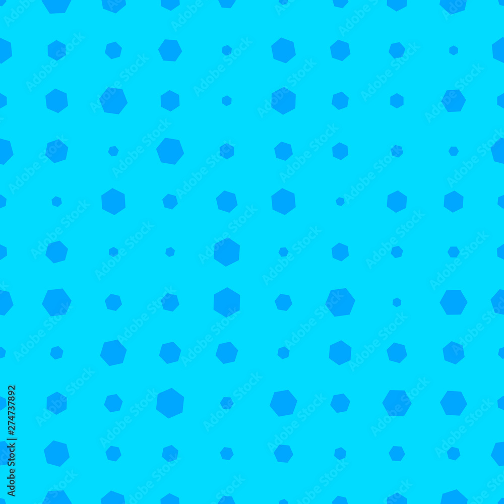 Blue halftone seamless geometric pattern. Infinity abstract honeycomb geometrical background. Sexangle, hexagon background. Vector illustration.