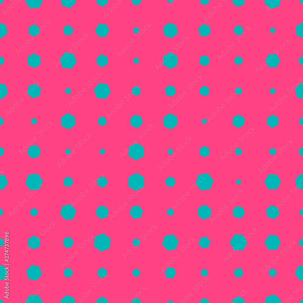 Blue and pink halftone seamless geometric pattern. Colorful infinity abstract honeycomb geometrical background. Sexangle, hexagon background. Vector illustration. Blue and pink halftone seamless geometric pattern. Colorful infinity abstract honeycomb geometrical background. Sexangle, hexagon background. Vector illustration.
