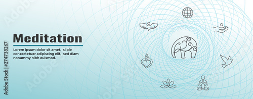 Meditation Icon Set and Web Header Banner