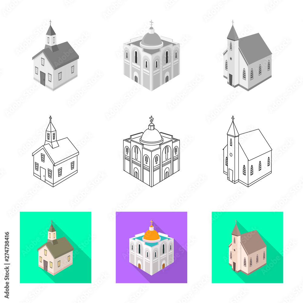Vector design of temple and historic icon. Set of temple and faith stock vector illustration. Vector design of temple and historic icon. Set of temple and faith stock vector illustration.