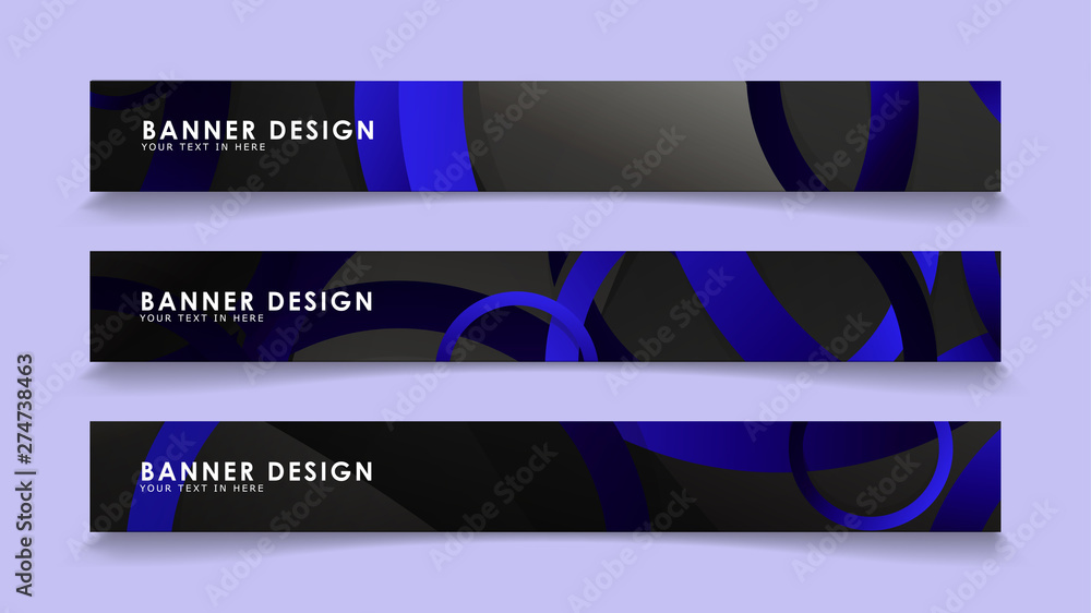 Fototapeta premium Set rectangular vector banners with background of dark blue circles