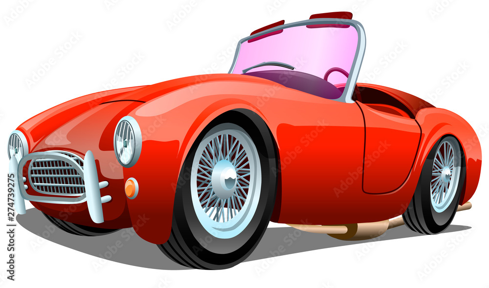 Cartoon sport red passenger retro car, isolated on white background. ESP Vector illustration. Cartoon sport red passenger retro car, isolated on white background. ESP Vector illustration.