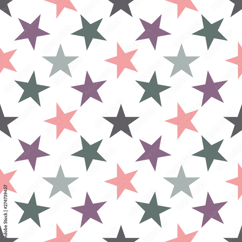 Obraz premium Seamless pattern with stars on white background. Vector illustration.