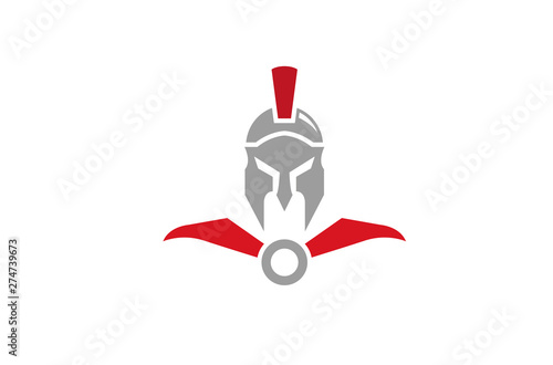 Creative Spartan Helmet Logo Design Vector Symbol Illustration photo