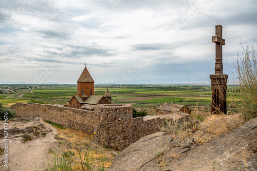 Khor Virap monastery located in the Ararat plain in Armenia near the closed border with Turkey. deep dungeon