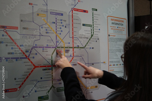 girls travel whit metro train