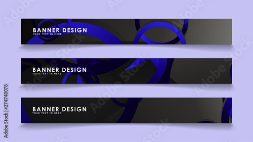 Set rectangular vector banners with background of dark blue circles