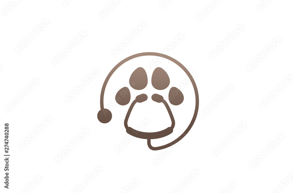 Obraz premium Creative Stethoscope Circle Paw Logo Design Vector Symbol Illustration