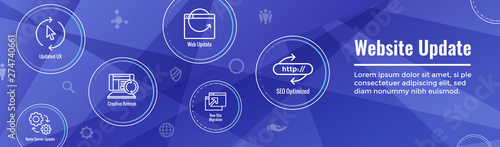 Website Update Icon Set with Web Header Banner