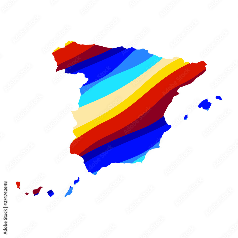 Fototapeta premium Spain colorful vector map silhouette