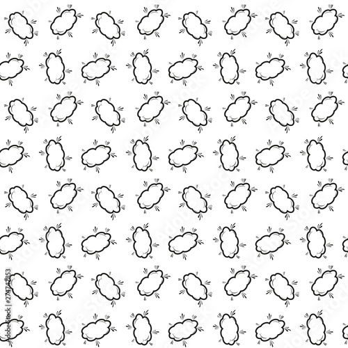 Abstract cartoon explosion, seamless pattern, black on a white background, vector