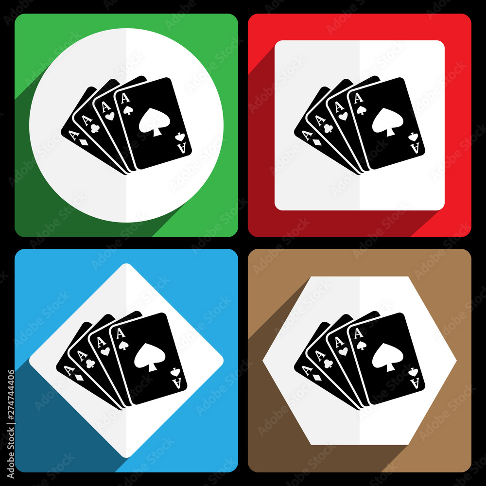 poker winner icon. Vector icons, set of colorful flat design internet symbols. Eps 10 web buttons.