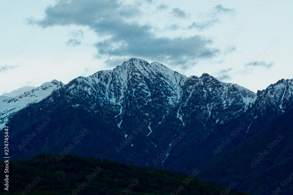 Snowy mountain in Alps, Piedmont, Italy