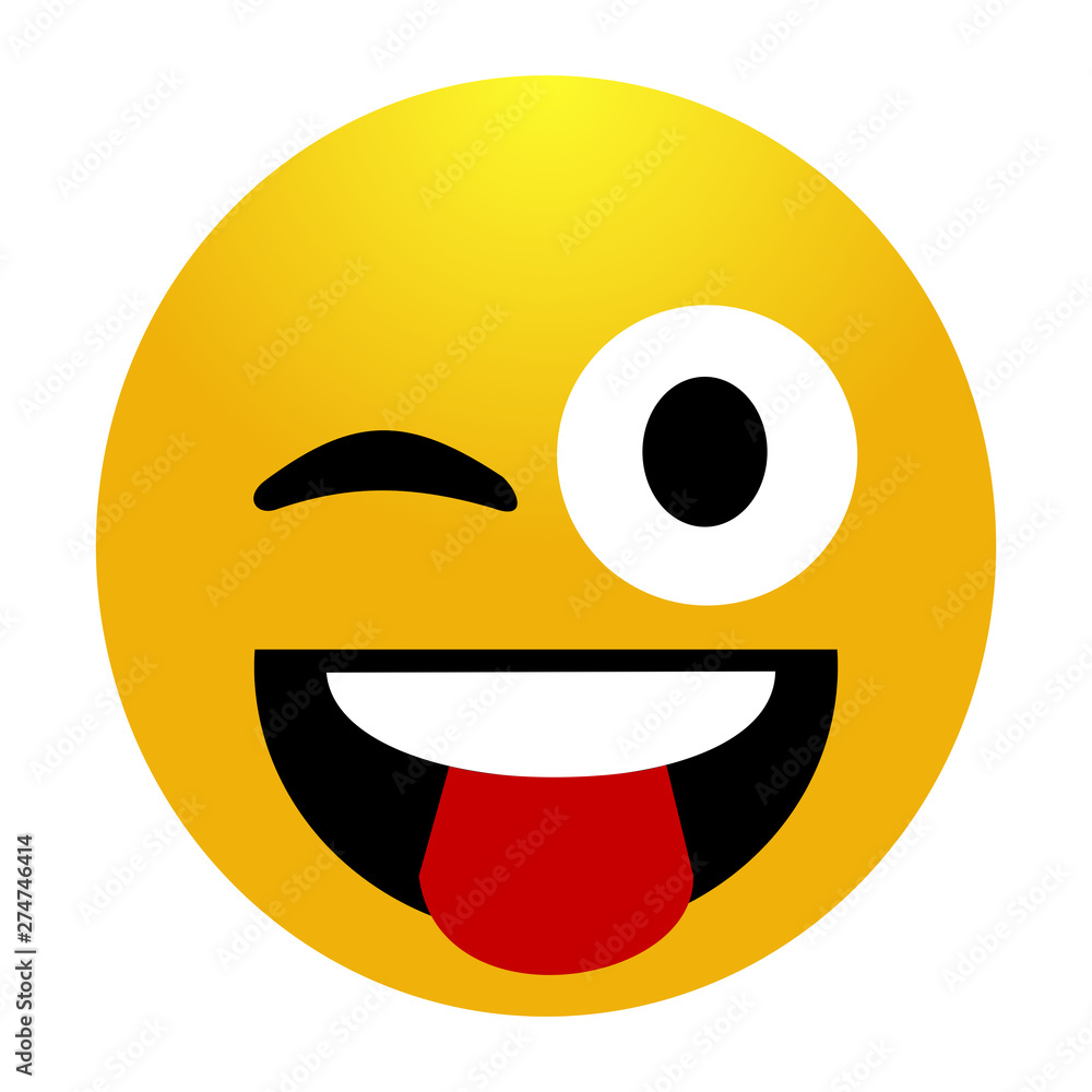 Fototapeta premium Crazy face. Emoticon making a funny face. funny face emoji