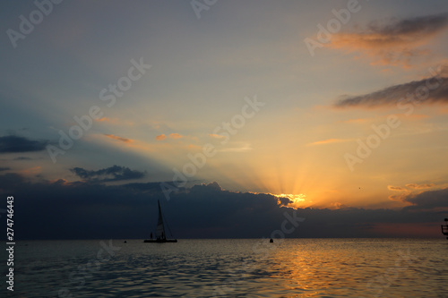 Boat at sunset in Zanzibar island © Cludio