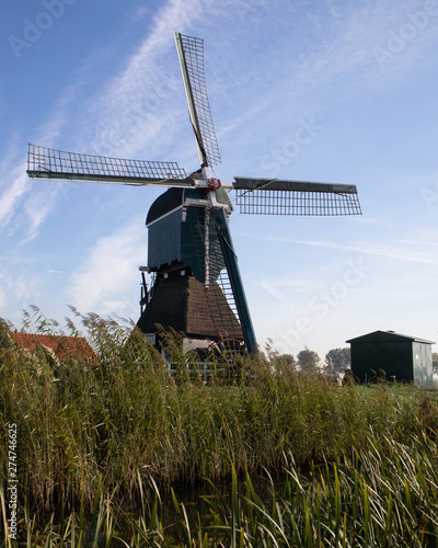 Green windmill in Amsterdam, Netherlands