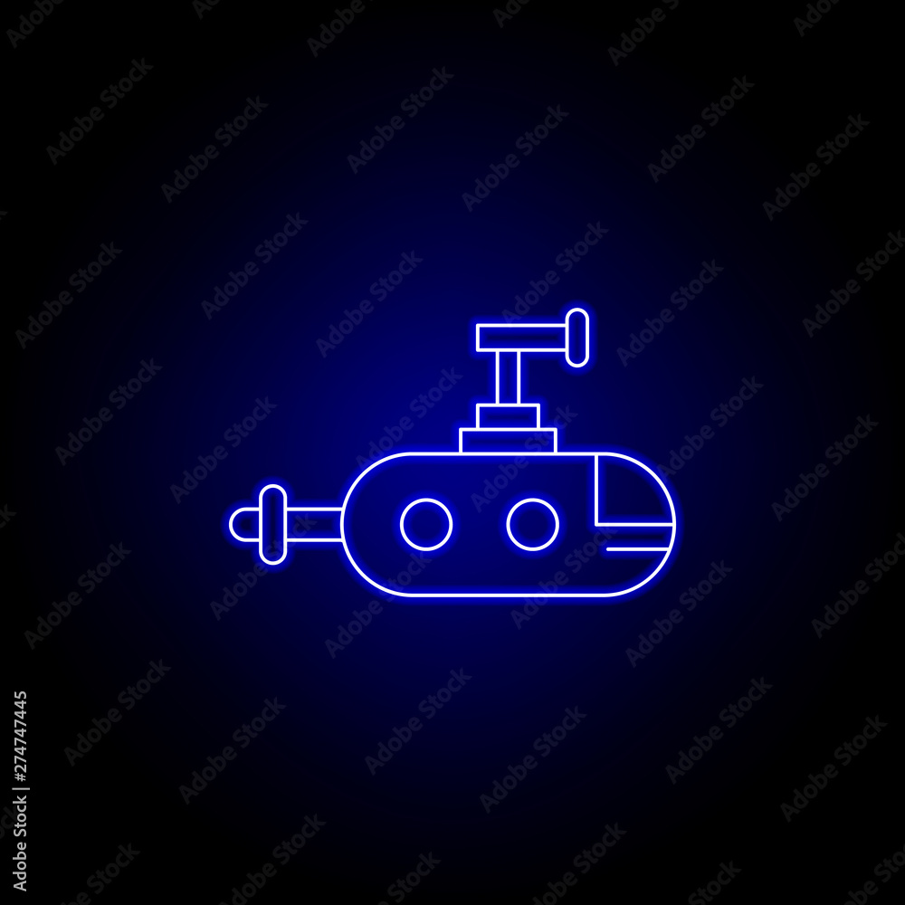 submarine, robot line icon in blue neon style. Signs and symbols can be used for web, logo, mobile app, UI, UX submarine, robot line icon in blue neon style. Signs and symbols can be used for web, logo, mobile app, UI, UX