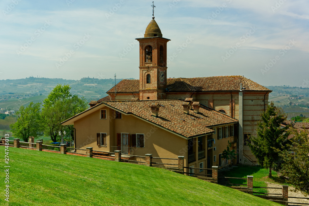 Naklejka premium Church in Grinzane Cavour municipality, Piedmont, Italy