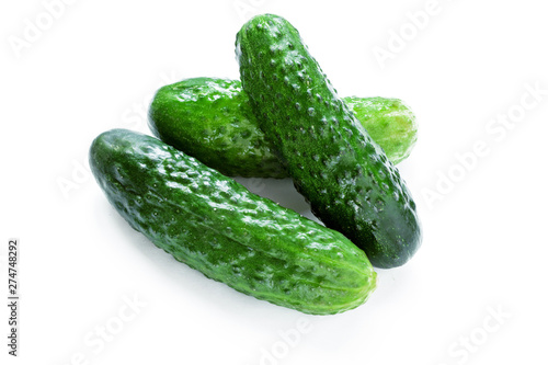 fresh cucumbers isolated on white background